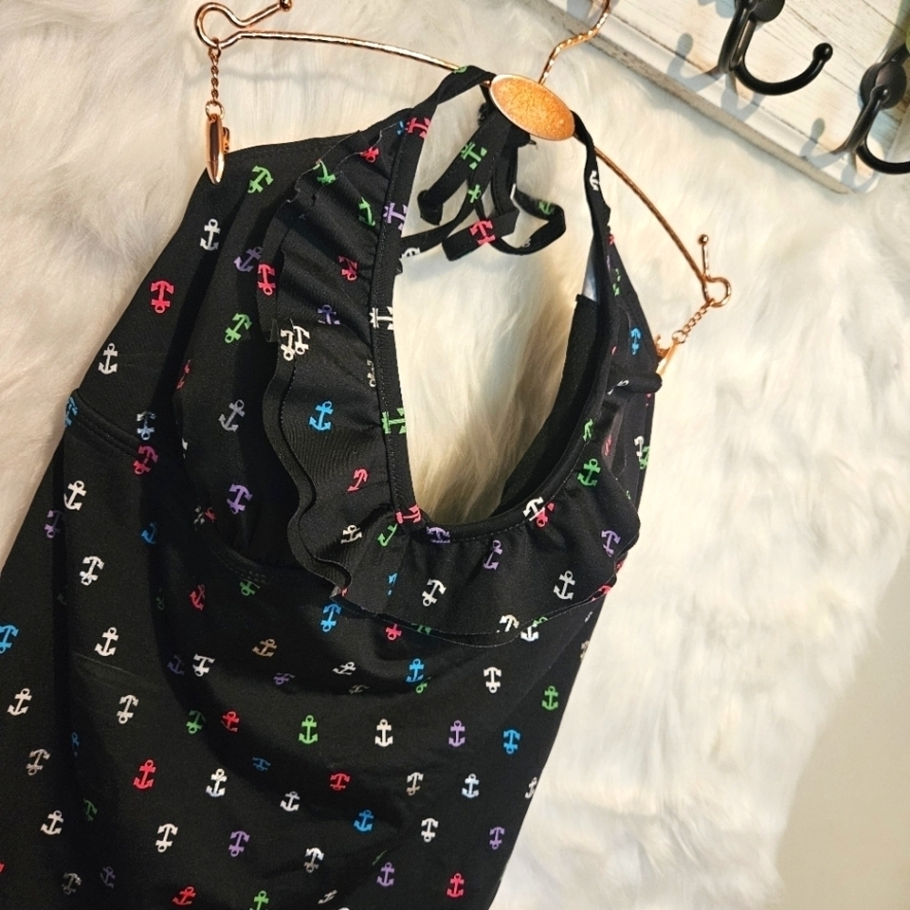 Old Navy Halter Rainbow Ruffle Anchor Tankini Top (top only)